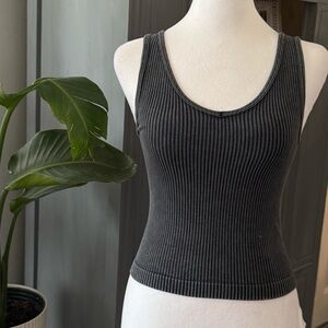 Black Ribbed Tank Top
